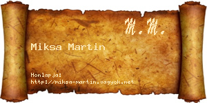 Miksa Martin névjegykártya